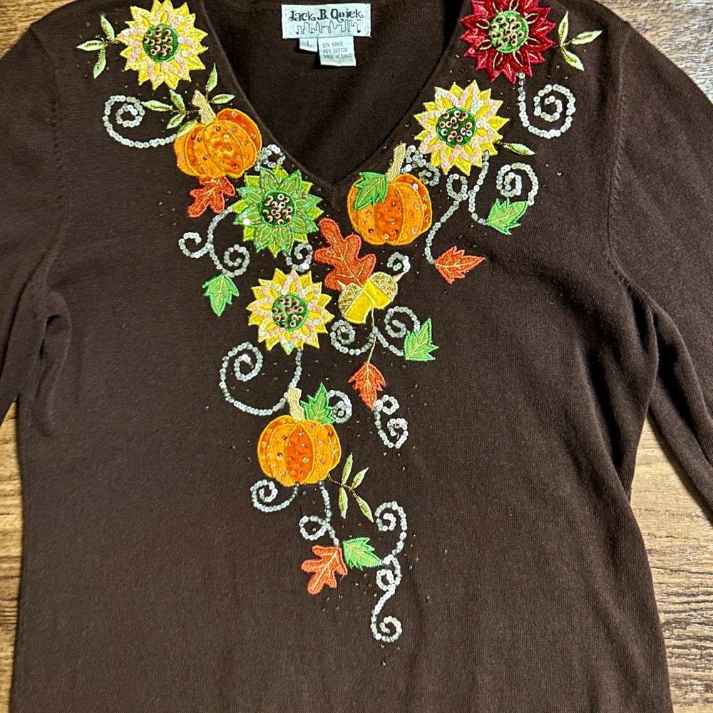 Jack B. Quick Large Brown Fall Pumpkins Sequins/ … - image 5